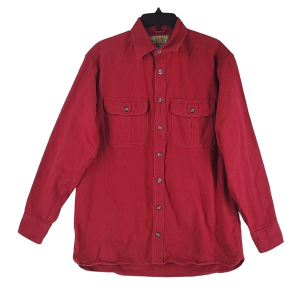 Cabela’s Shirt Deerskin Chamois Blanket Flannel Men M Red Button-Up Shacket Gorp - Picture 6 of 11